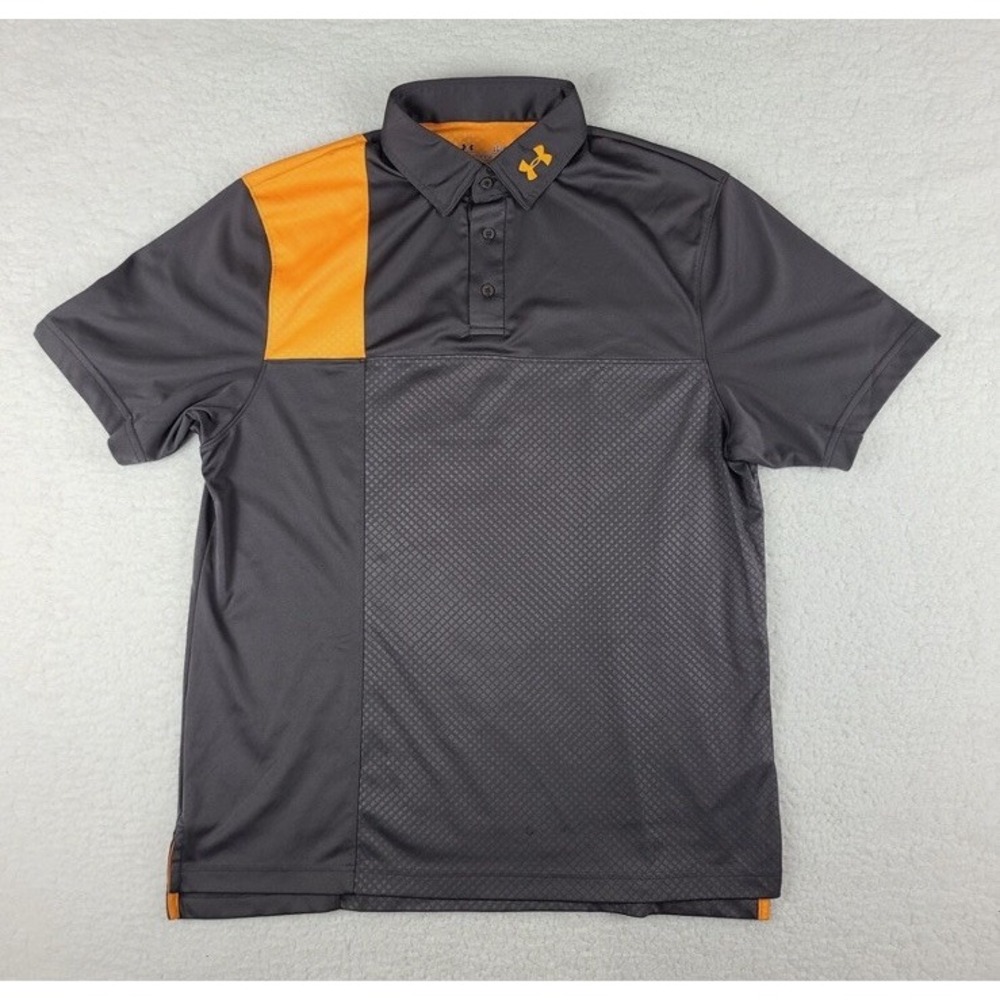 Under Armour Performance Golf Polo Shirt Mens L Gray Loose Heatgear Short Sleeve